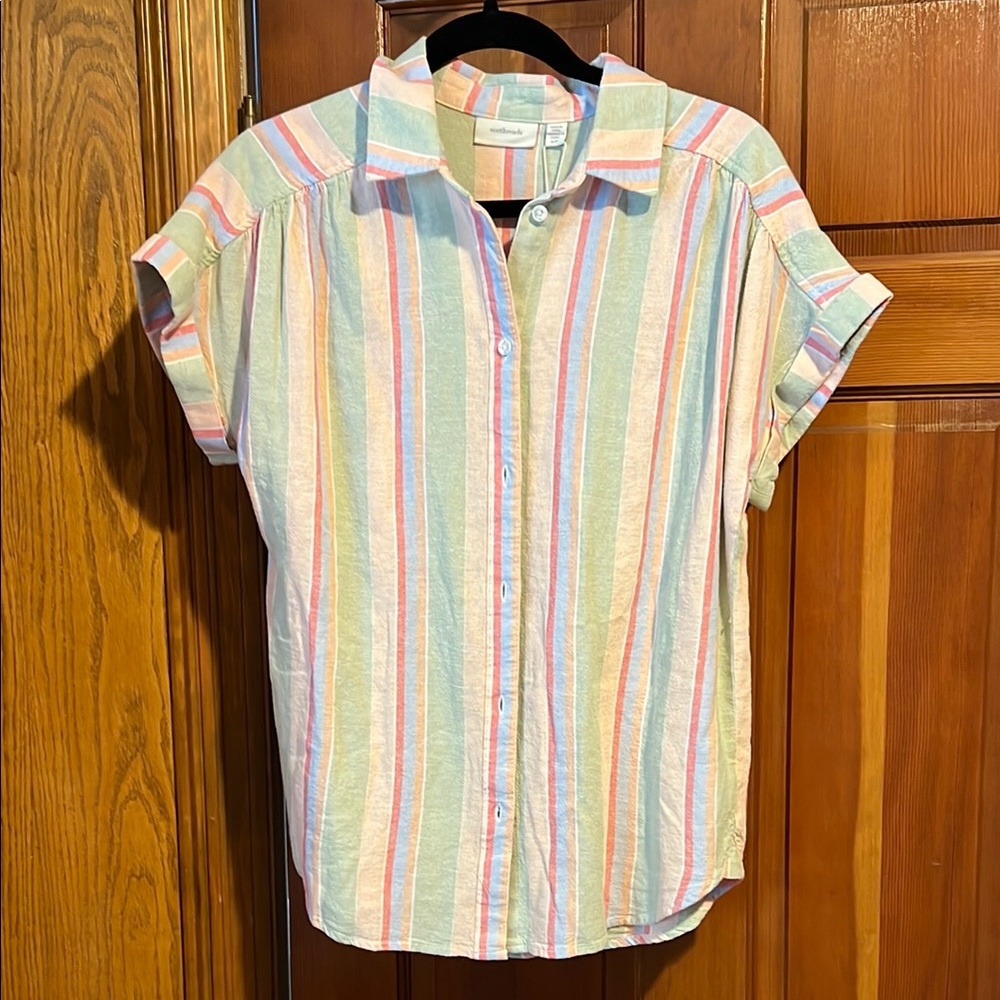 Nwt Ecothreads Pastel Striped Button-Up Shirt
